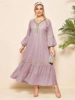  Long Sleeve Ruffle Hem Elegant Plus Size Dresses 8802
