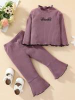 Casual Long Sleeve Regular Fit Purple Baby Sets 995