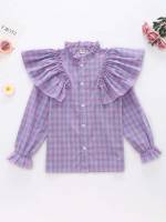 Regular Purple Preppy Girls Blouses 7688