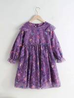 Regular Fit Long Sleeve Floral Midi Girls Clothing 3533