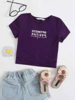 Crop Round Neck Letter Toddler Girls Tops 196