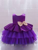 Sleeveless Short Glamorous Round Neck Toddler Girl Partywear 548