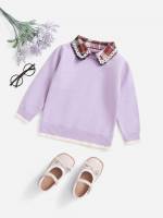 Preppy Contrast Collar Regular Collar Kids Clothing 7988