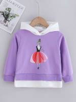 Hooded Purple Regular Regular Fit Toddler Girl Sweatshirts 3596