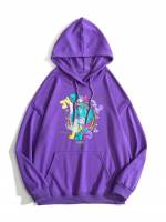 Purple Hooded Long Sleeve Casual Men Hoodies  Sweatshirts 7202