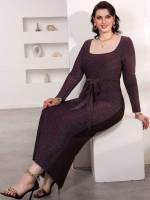 Elegant Plain Slim Fit Long Plus Size Dresses 767