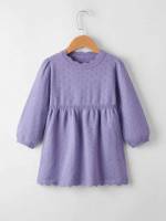 Plain Purple Casual Toddler Girls Clothing 1289