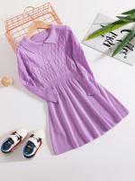 Collar Purple Long Regular Fit Toddler Girl Sweaters 243