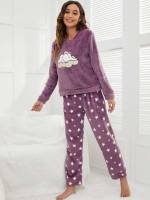 Embroidery Purple  Women Sleepwear 2872