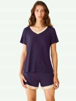  Plain Purple Short Sleeve Underwear  Sleepwear 1362