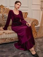 Elegant Ruffle Purple World Apparel 7083