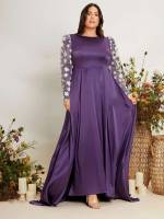 Split Thigh Purple Regular Fit Maxi Wedding  Special 4529