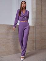  Lapel Button Regular Fit Women Suit Sets 7930