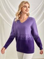  Long Sleeve V neck Ombre Women Knitwear 5688