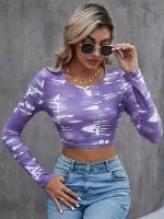  Crop Round Neck Long Sleeve Women Tops, Blouses  Tee 102