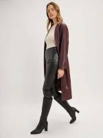 Short Casual Shawl Collar Purple Women Coats 4525