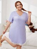  Short Sleeve V neck Women Plus Sleep  Lounge 8759