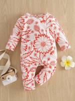  Round Neck Casual Red and White Baby  Mom 4738