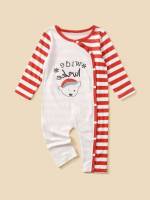 Red and White Casual Long Sleeve Baby  Mom 9198