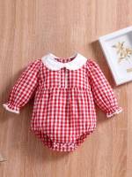 Long Sleeve Red and White Contrast Collar Baby Clothing 924