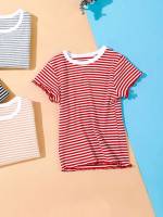 Striped Round Neck Regular Fit Regular Kids Clothing 6821