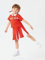 Short Sleeve Red and White Polo Sporty Toddler Girls Clothing 8939