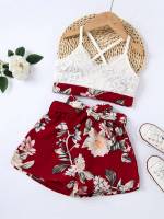  Contrast Lace Spaghetti Strap Boho Kids Clothing 214