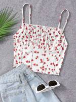 Spaghetti Strap Slim Fit Red and White Women Clothing 795