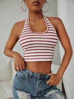 Crop Striped  Women Tops, Blouses  Tee 7798