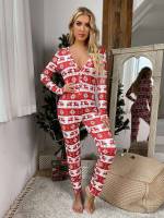 Christmas Casual Button Front Women Rompers 5965