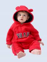  Red Embroidery Hooded Baby  Mom 410