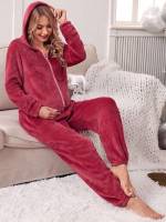 Casual Red Zipper Maternity Lingerie  Loungewear 6923