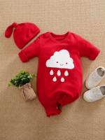 Button Red Casual Short Sleeve Baby Clothing 1421