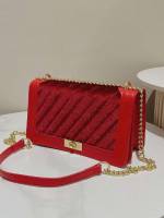  Red Plain Women Bags 5681