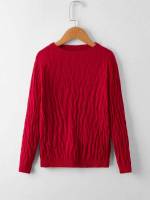  Plain Regular Fit Long Sleeve Girls Sweaters 955