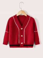  V neck Red Regular Fit Toddler Boys Knitwear 4931