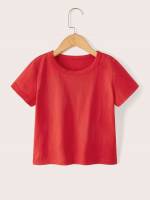  Plain Short Sleeve Round Neck Toddler Girls Tops 9941