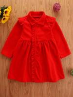  Collar Long Sleeve Red Toddler Girls Clothing 557