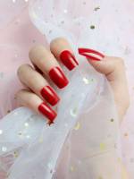   Red Press On Nails 8424