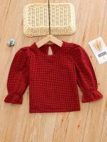 Regular Round Neck Red Regular Fit Toddler Girls Clothing 566