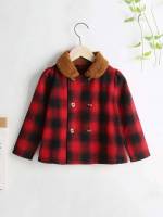  Plaid Casual Long Sleeve Toddler Girl Coats 5244