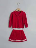  Red Regular Fit Toddler Girl Sweater Co-ords 8735