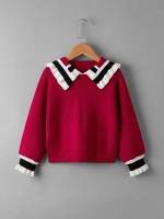Long Sleeve Colorblock Toddler Girl Sweaters 5331