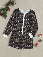 Long Sleeve Christmas Casual Plus Size Sleep Jumpsuits 7966