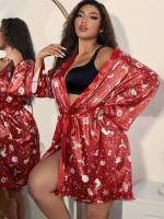  Christmas Long Sleeve Plus Size Robes  Robe Sets 4492