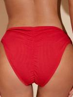 Red  Plain Women Beachwear 9138