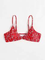 Cute Ditsy Floral Spaghetti Strap Twist Women Bikini Tops 7543