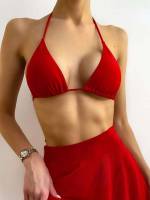 Red Sexy Plain Women Clothing 4345