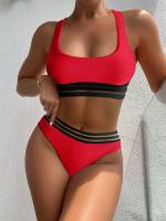  Plain Scoop Neck Women Beachwear 4886