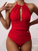 Plain  Halter Women Beachwear 1517